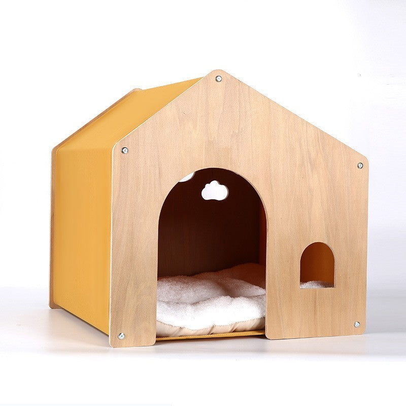 Wooden Kennel Four Seasons Solid Wood Pet Tent