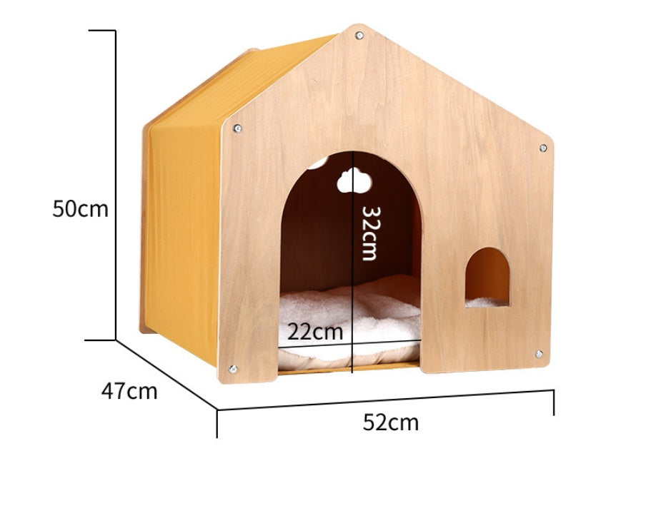 Wooden Kennel Four Seasons Solid Wood Pet Tent