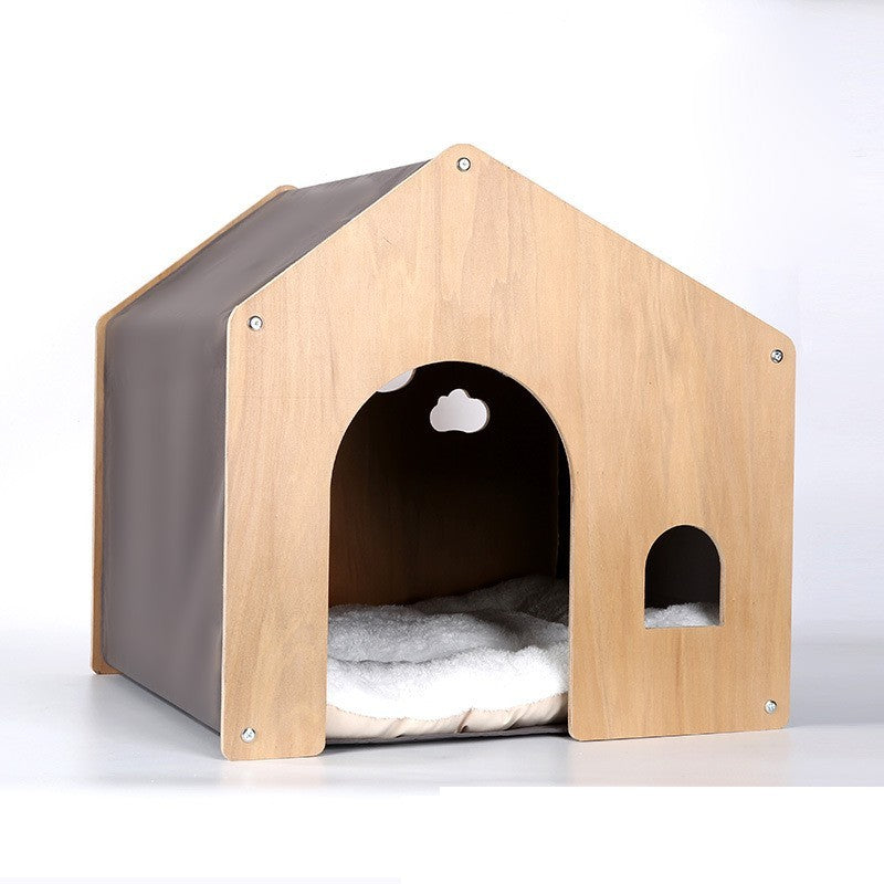 Wooden Kennel Four Seasons Solid Wood Pet Tent