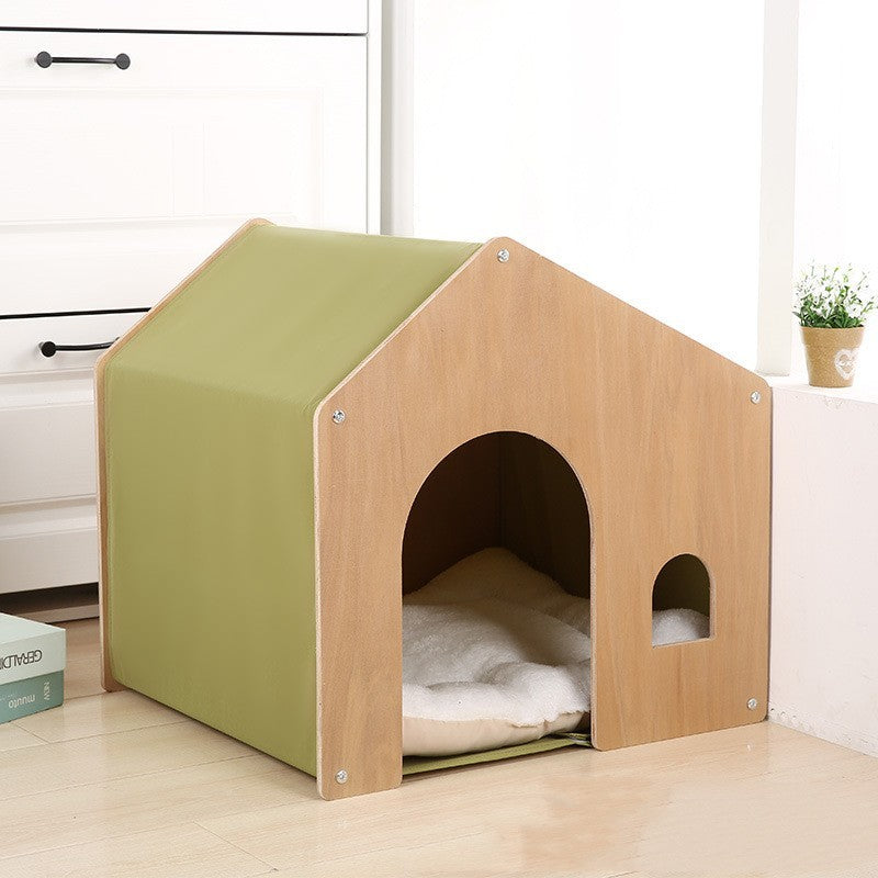 Wooden Kennel Four Seasons Solid Wood Pet Tent