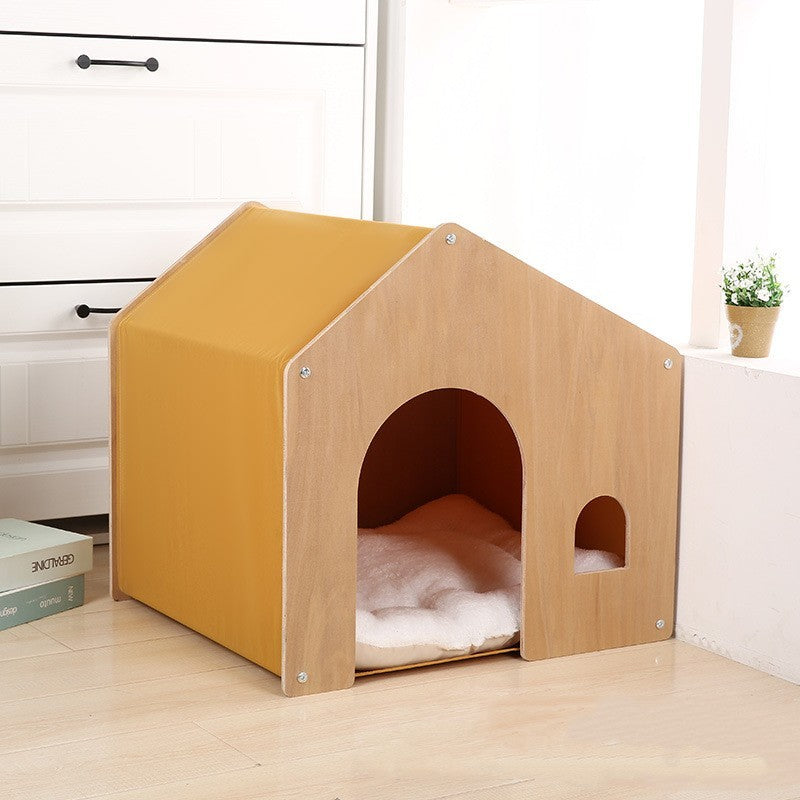 Wooden Kennel Four Seasons Solid Wood Pet Tent