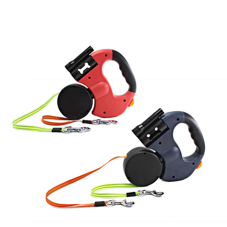 Dual Headed Pet Leashes with Flashlight