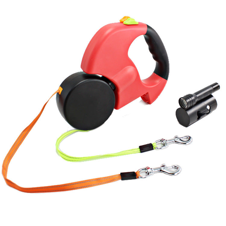 Dual Headed Pet Leashes with Flashlight