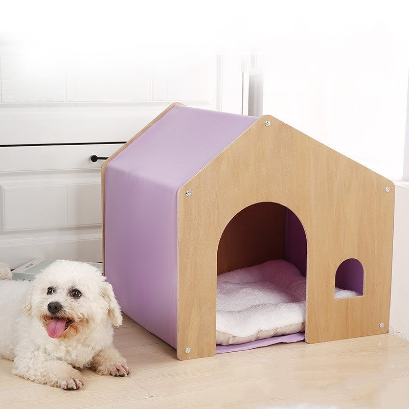 Wooden Kennel Four Seasons Solid Wood Pet Tent