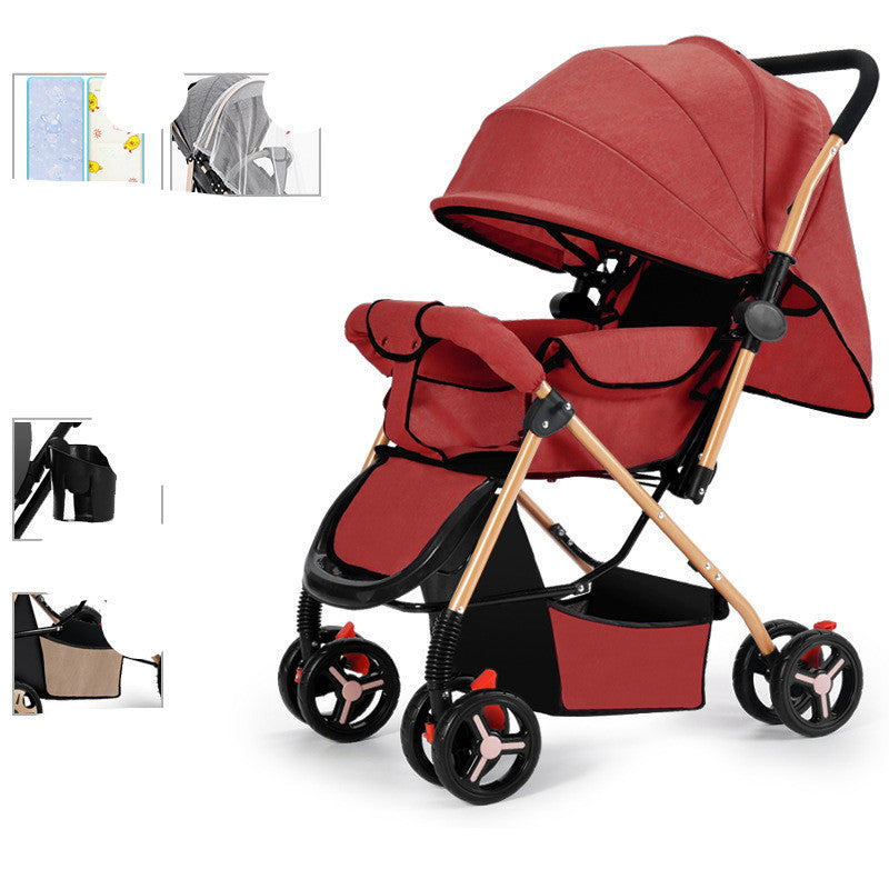 Baby Strollers Can Sit Or Lie Down And Fold Lightly To Absorb Shock