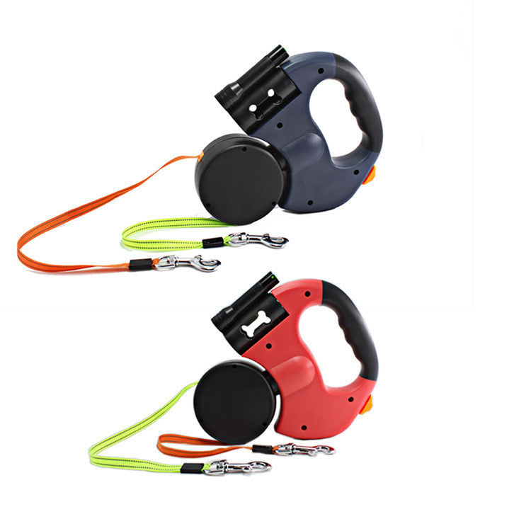 Dual Headed Pet Leashes with Flashlight