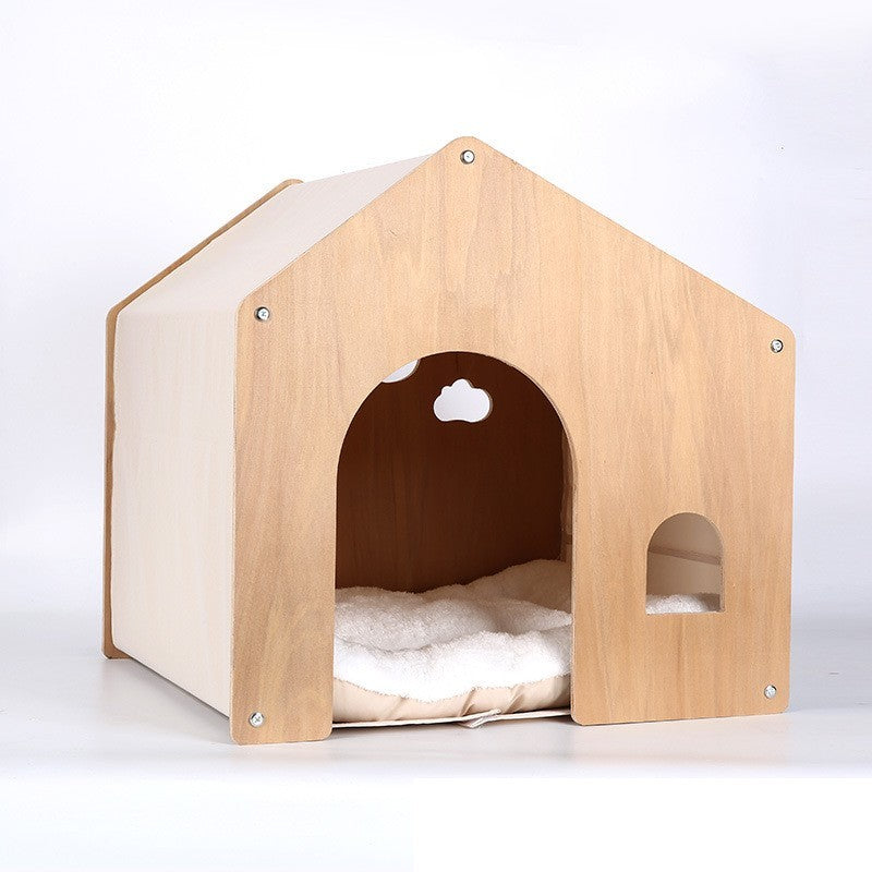 Wooden Kennel Four Seasons Solid Wood Pet Tent