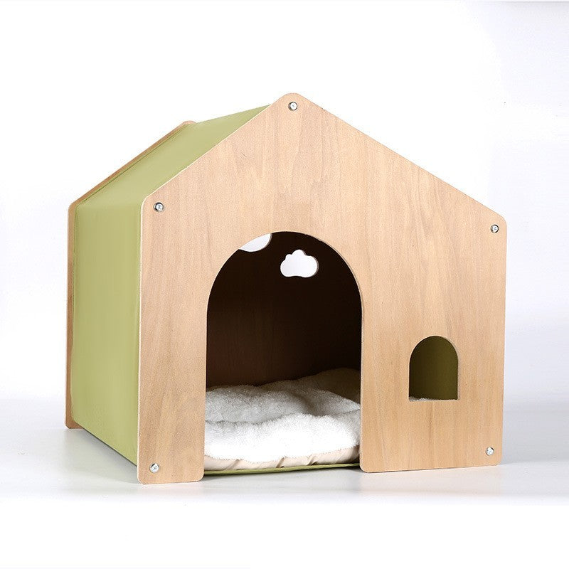 Wooden Kennel Four Seasons Solid Wood Pet Tent