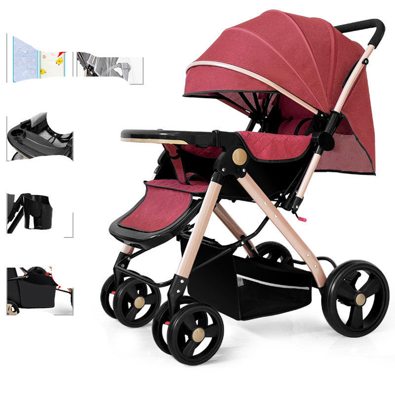 Baby Strollers Can Sit Or Lie Down And Fold Lightly To Absorb Shock