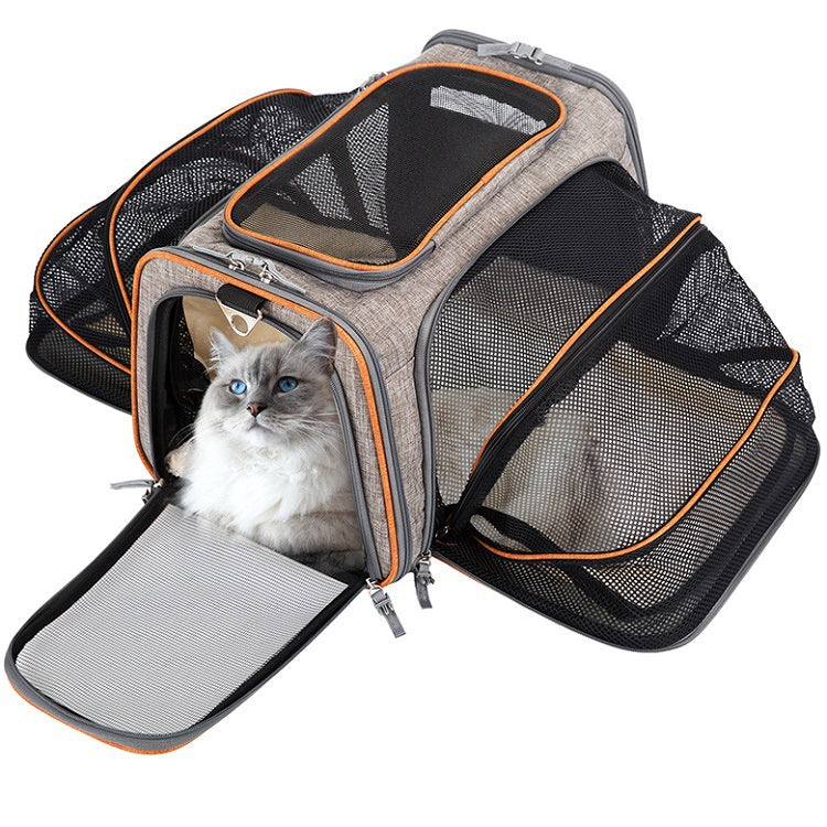 Carrier For Cat Pet Airline Approved Expandable Foldable Soft Dog Carrier Opened Doors Reflective Tapes Cat Travel Bag